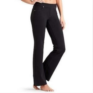 Athleta Betonna [1X] 4 Pocket Relaxed Black Stretchy Pant False Zipper